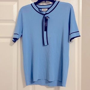 TAHARI blue black top medium size